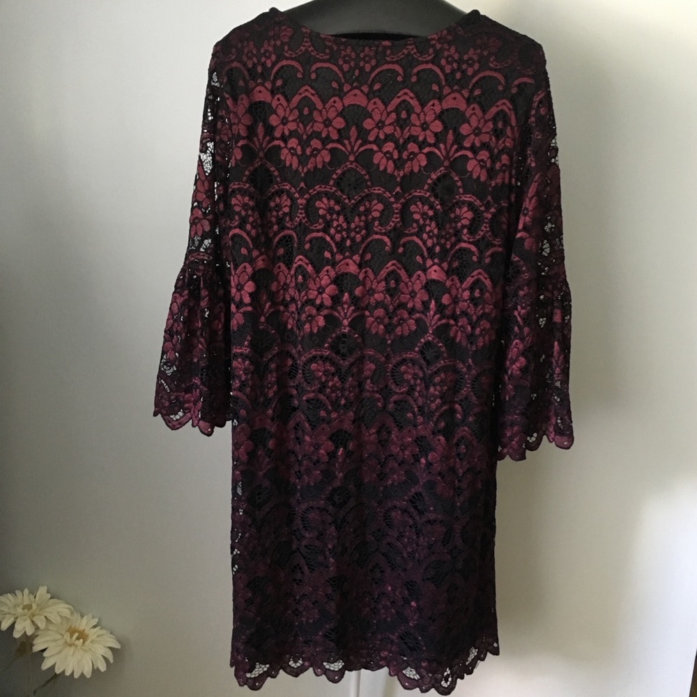 Red and Black Long Sleeved Cocktail Dress